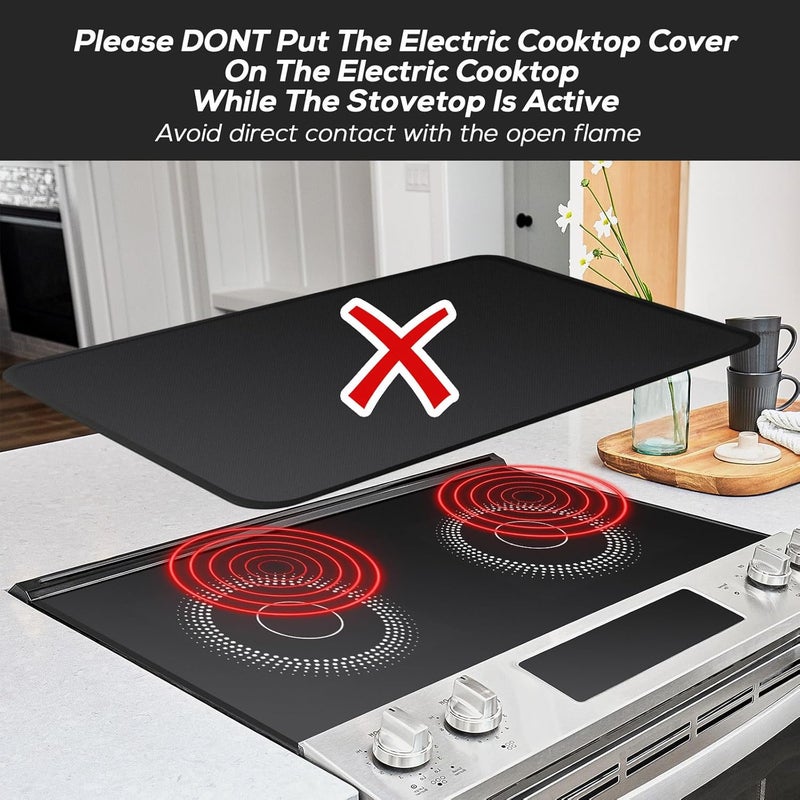 FLASLD Fireproof and Waterproof Stove Top Covers, 21×32 inch Electric Stove Cover Mat, Glass Top Stove Cover - Ceramic Glass Cooktop Protector - Flat Top Oven Cover, Black Without Logo - Image 3
